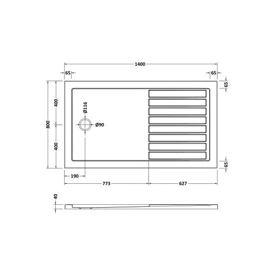 Nuie Slip Resistant Rectangular Walk-In Shower Tray 1400 x 800mm