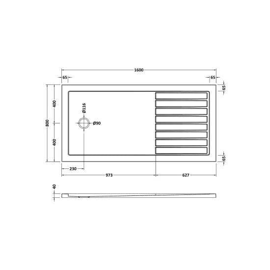 Nuie Slip Resistant Rectangular Walk-In Shower Tray 1600 x 800mm