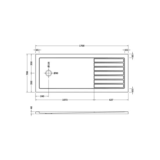 Nuie Slip Resistant Rectangular Walk-In Shower Tray 1700 x 700mm