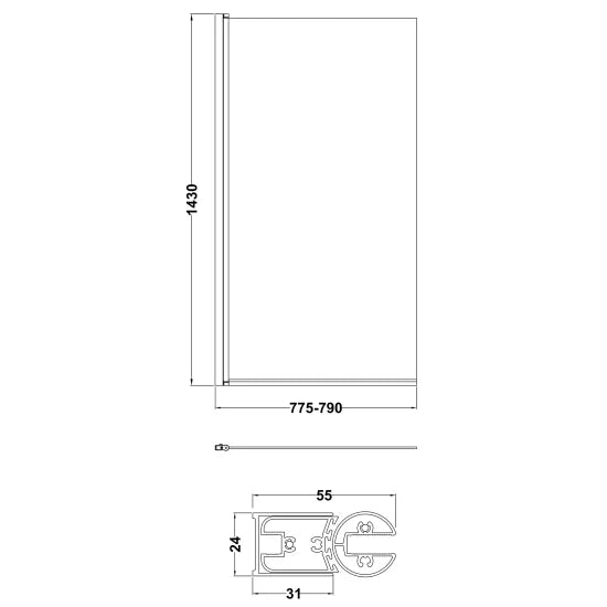 Nuie Square Bath Screen