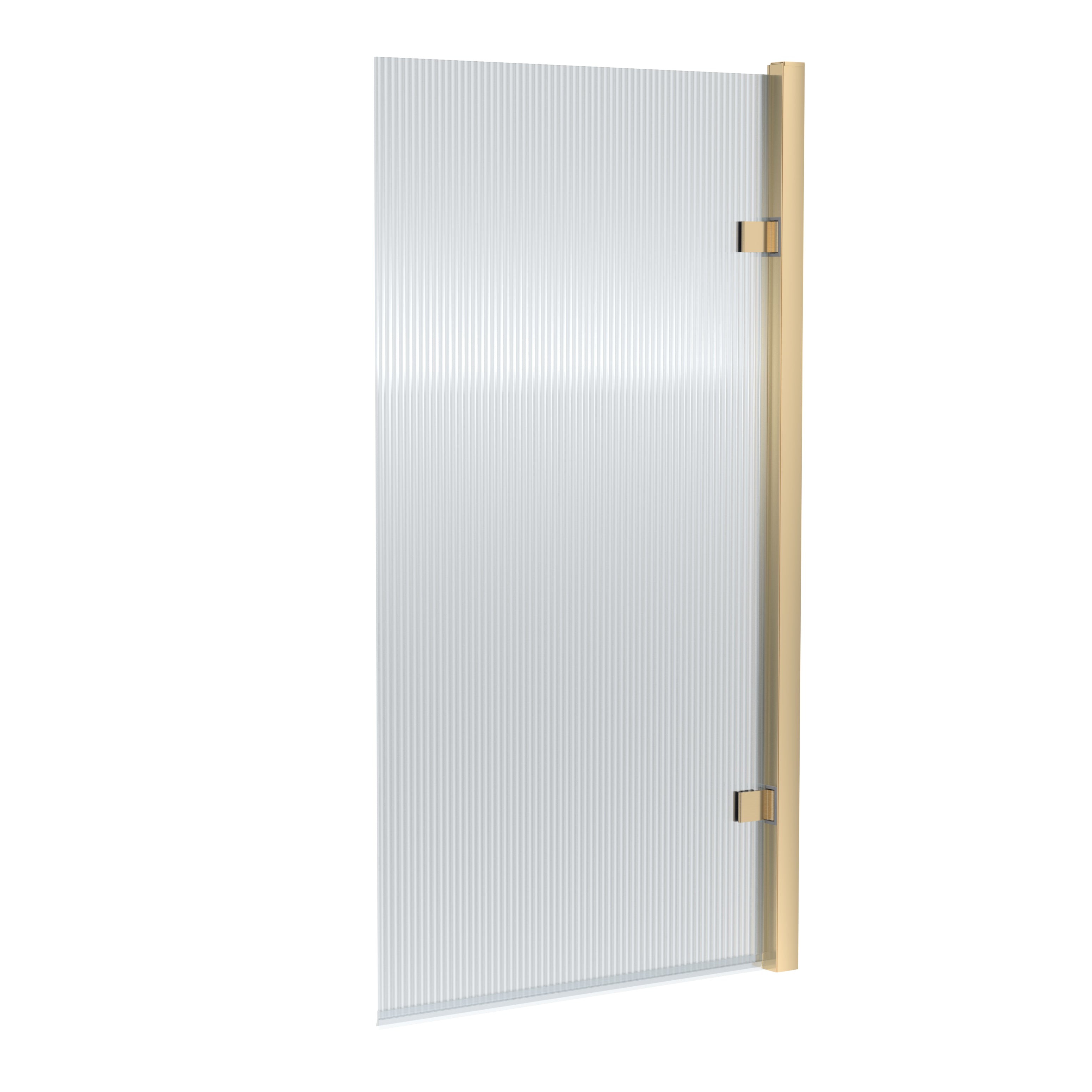 Nuie Square Hinged Fluted Bath Screen - 8mm Brushes Brass