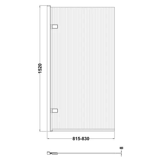 Nuie Square Hinged Fluted Bath Screen - 8mm Brushes Brass