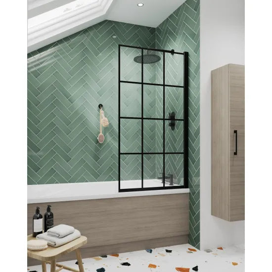 Nuie Square Black Framed Bath Screen