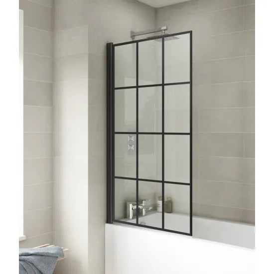 Nuie Square Black Framed Bath Screen