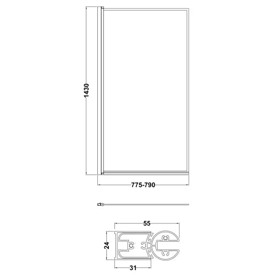 Nuie Outer Framed Bath Screen