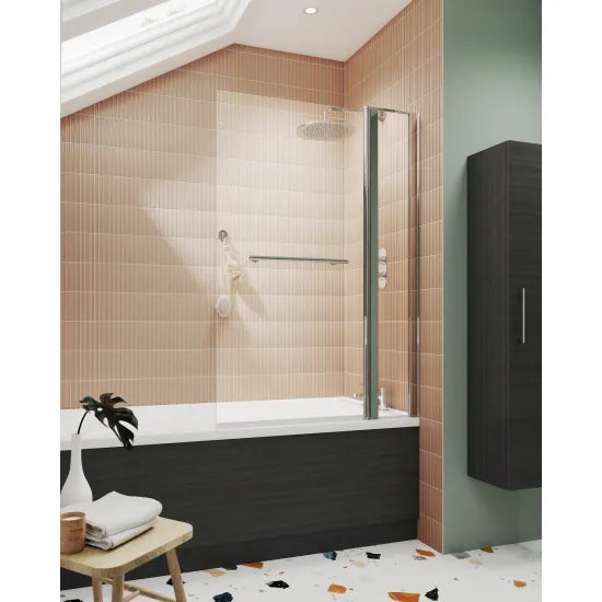 Nuie Square Bath Screen With Fixed Panel & Rail