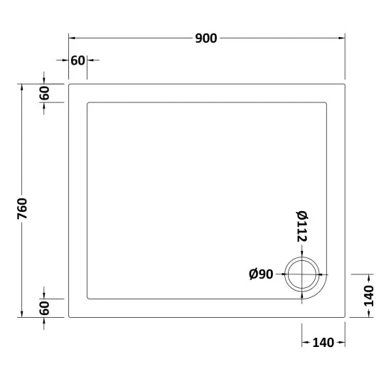 Nuie Rectangular Shower Tray 900 x 760mm