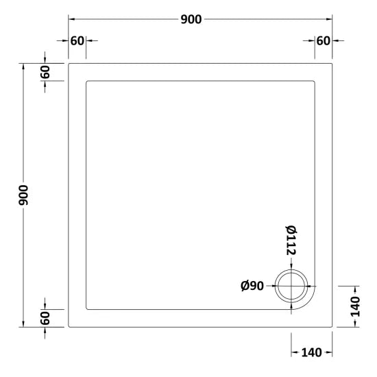 Nuie Square Shower Tray 900 x 900mm