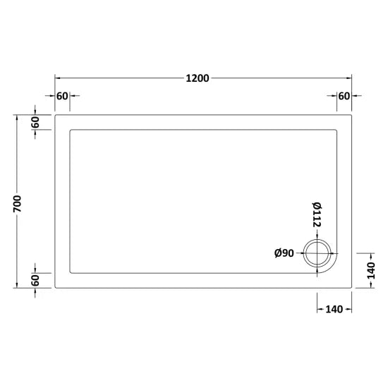 Nuie Rectangular Shower Tray 1200 x 700mm