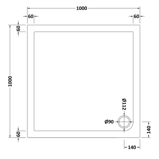 Nuie Square Shower Tray 1000 x 1000mm