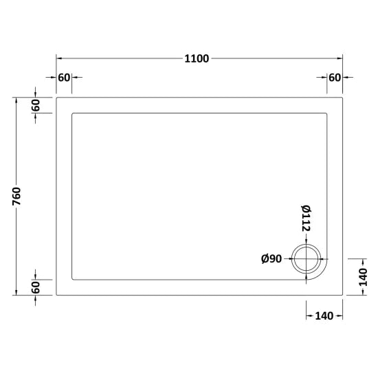 Nuie Rectangular Shower Tray 1100 x 760mm