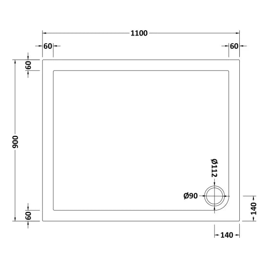 Nuie Rectangular Shower Tray 1100 x 900mm