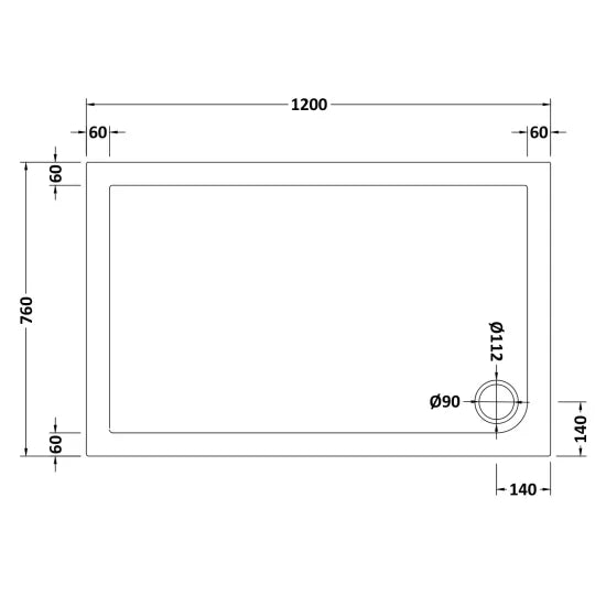 Nuie Rectangular Shower Tray 1200 x 760mm