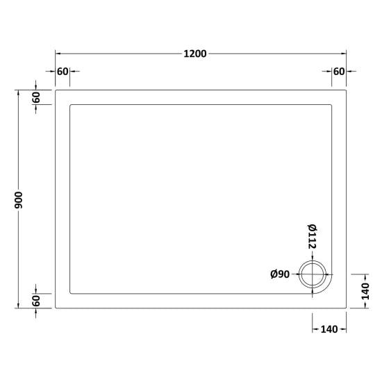 Nuie Rectangular Shower Tray 1200 x 900mm