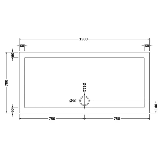 Nuie Rectangular Shower Tray 1500 x 700mm