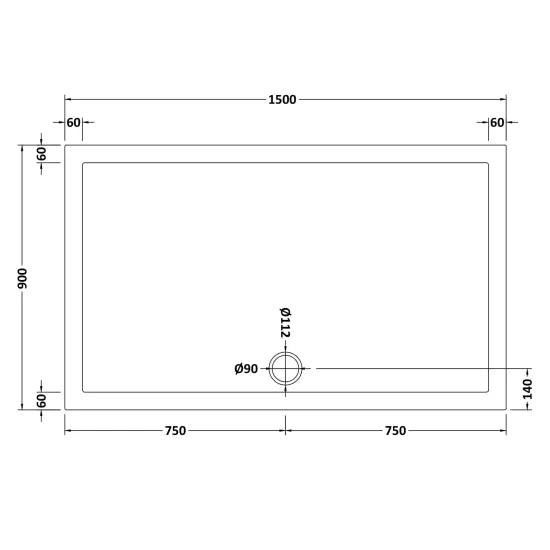 Nuie Rectangular Shower Tray 1500 x 900mm