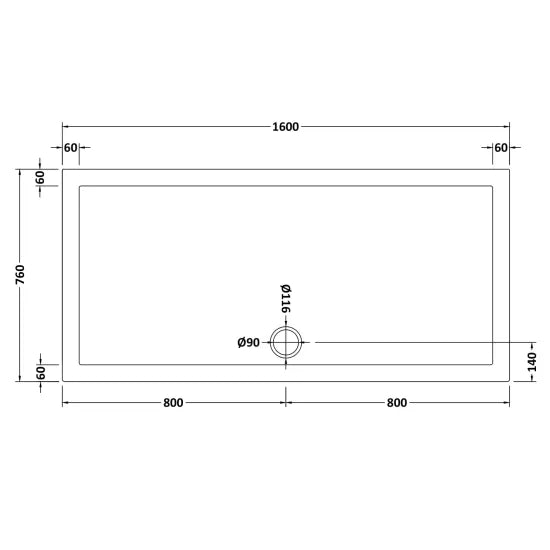 Nuie Rectangular Shower Tray 1600 x 760mm