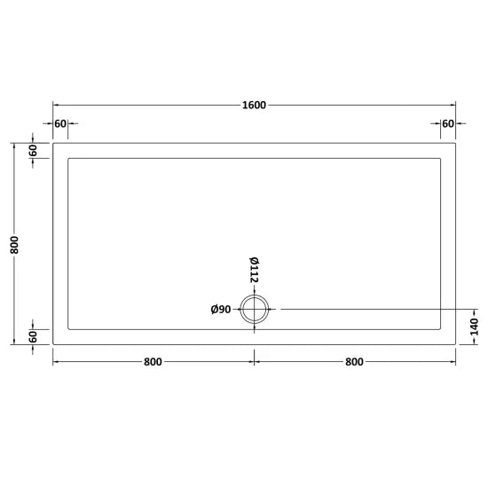 Nuie Rectangular Shower Tray 1600 x 800mm