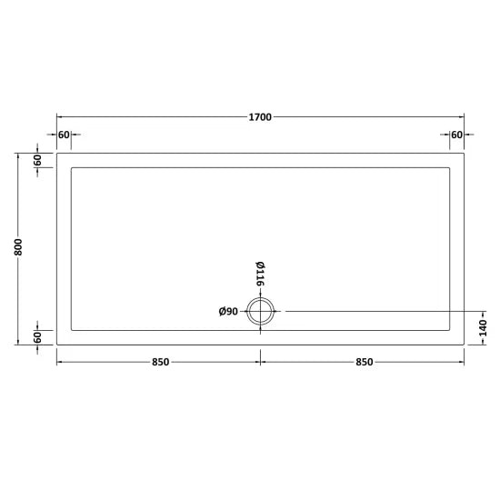 Nuie Rectangular Shower Tray 1700 x 800mm