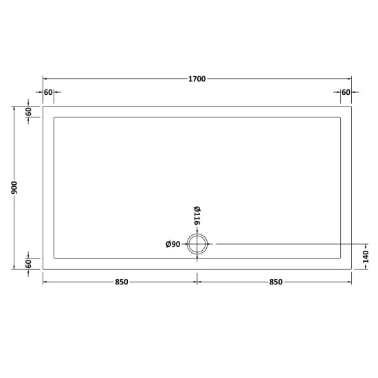 Nuie Rectangular Shower Tray 1700 x 900mm