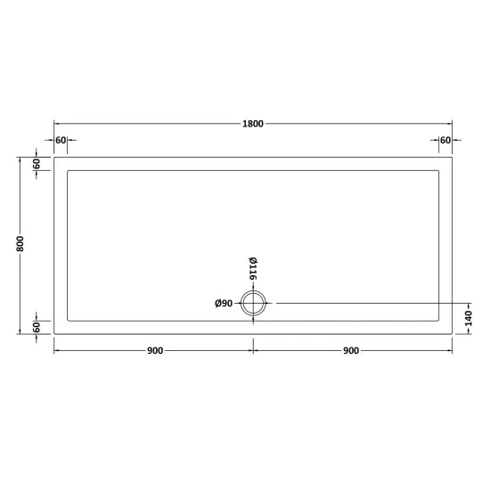 Nuie Rectangular Shower Tray 1800 x 800mm