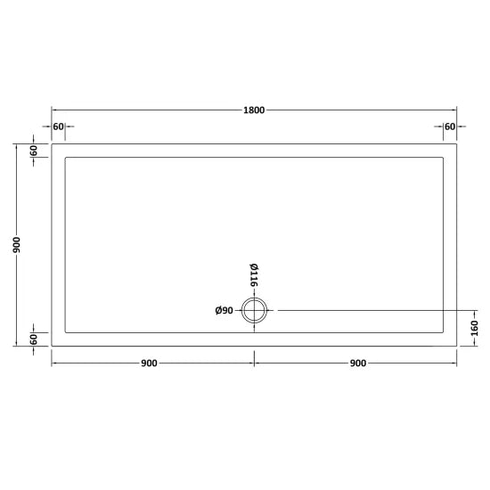 Nuie Rectangular Shower Tray 1800 x 900mm