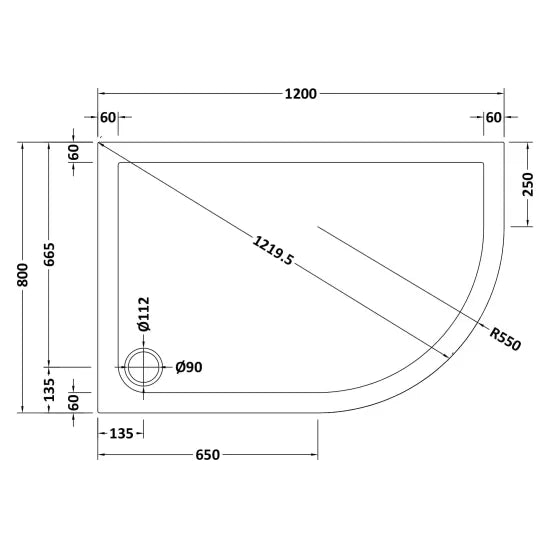 Nuie Offset Quad Shower Tray RH 1200 x 800mm