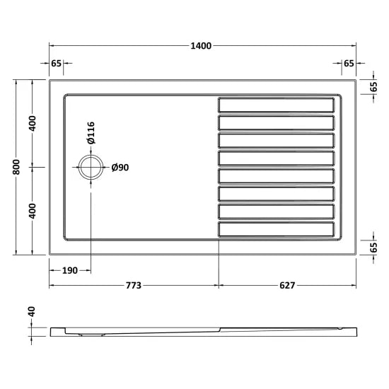 Nuie Rectangular Walk-In Shower Tray 1400 x 800mm