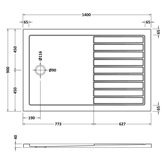 Nuie Rectangular Walk-In Shower Tray 1400 x 900mm