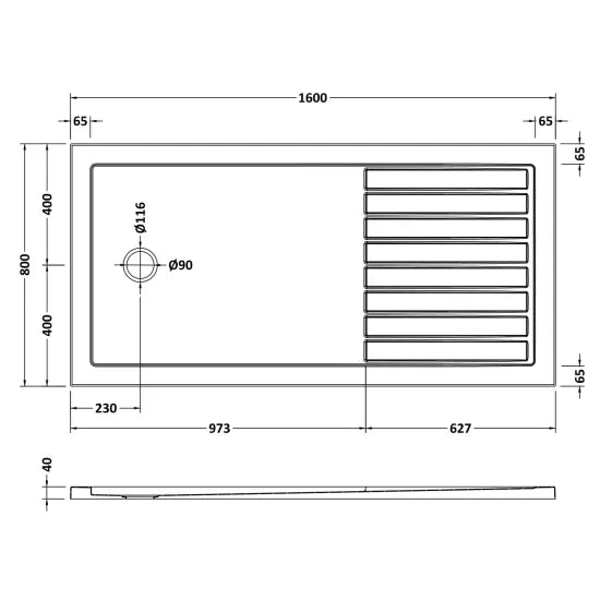 Nuie Rectangular Walk-In Shower Tray 1600 x 800mm