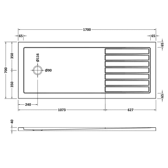 Nuie Rectangular Walk-In Shower Tray 1700 x 700mm