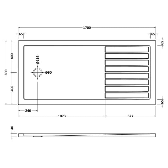 Nuie Rectangular Walk-In Shower Tray 1700 x 800mm