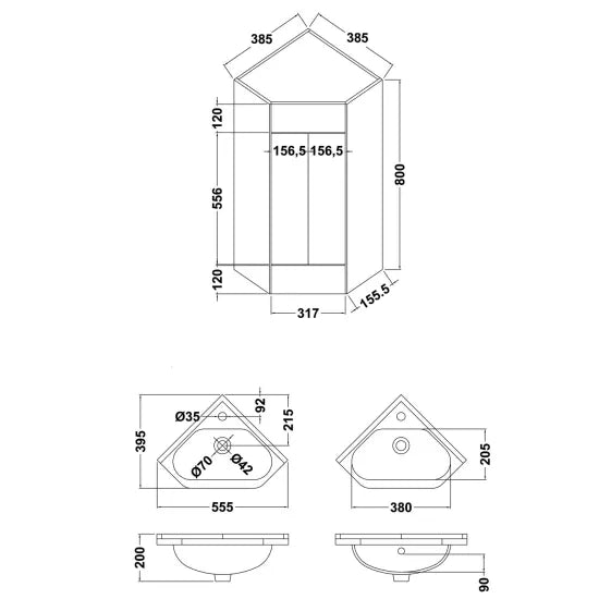 Nuie Mayford Corner Cabinet & Basin