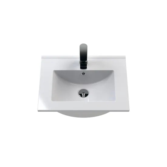 Nuie Classique 500mm Satin Green Wall Hung 1 Drawer Vanity & Minimalist Ceramic Basin