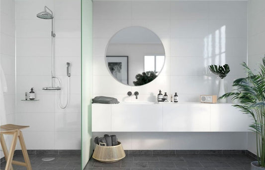 Fibo contemporary athen white tile effect pk 2, Fibo Panels,  Plywood Wet Wall Panels, 1