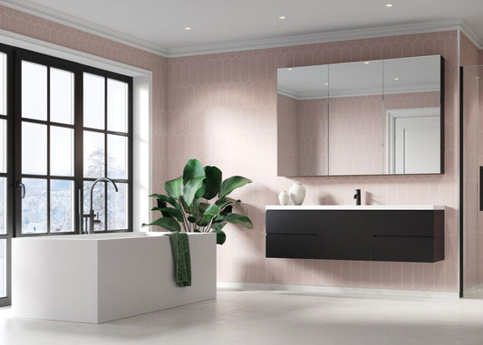 Fibo urban dusky pink elongated hexagonal pk 2, Fibo Panels,  Plywood Wet Wall Panels, 1
