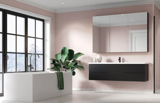 Fibo contemporary dusky pink tile effect pk 2, Fibo Panels,  Plywood Wet Wall Panels, 1
