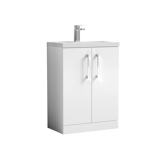 nuie 600mm floor standing 2 door vanity polymarble basinpal027, Nuie, Sink Vanity Unit, Basin Unit, 1