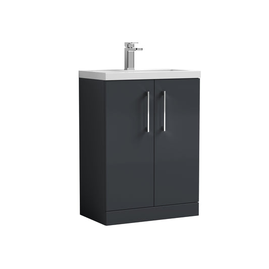 nuie 600mm floor standing 2 door vanity polymarble basinpal029, Nuie, Sink Vanity Unit, Basin Unit, 1