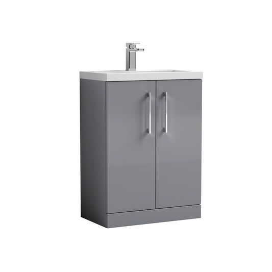 nuie 600mm floor standing 2 door vanity polymarble basinpal031, Nuie, Sink Vanity Unit, Basin Unit, 1