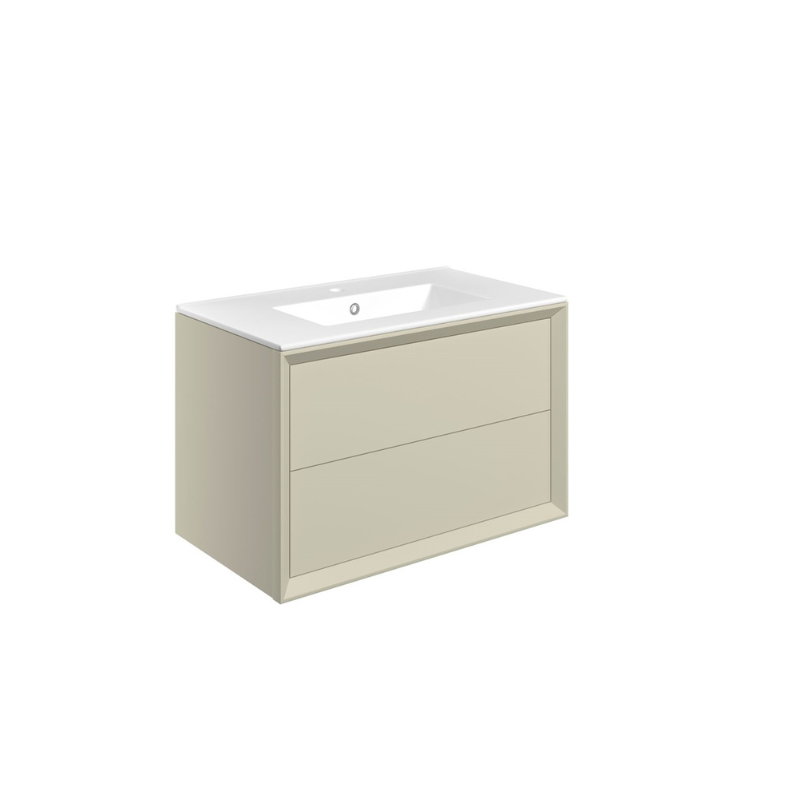 Paris 815mm Wall Hung 2 Drawer Basin Unit & Basin - Matt Cotton