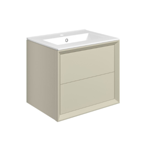 Paris 615mm Wall Hung 2 Drawer Basin Unit & Basin - Matt Cotton