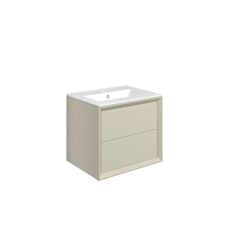 Paris 615mm Wall Hung 2 Drawer Basin Unit & Basin - Matt Cotton