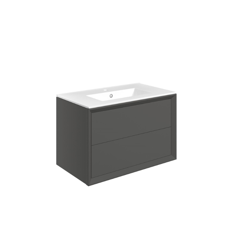 Paris 815mm Wall Hung 2 Drawer Basin Unit & Basin - Matt Clay