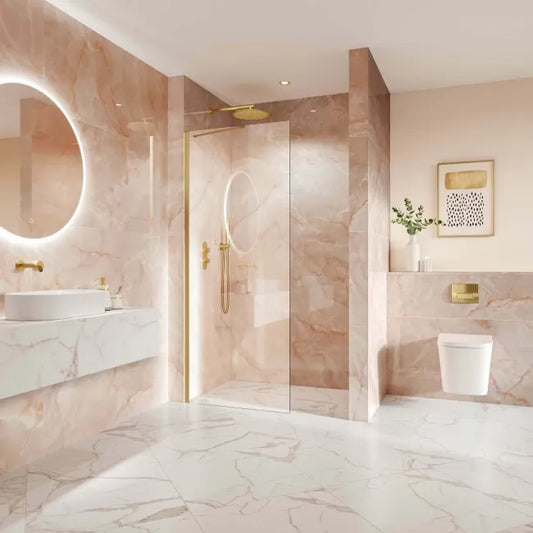 Lux Noor peach Marble Effect Tiles 1200x600mm