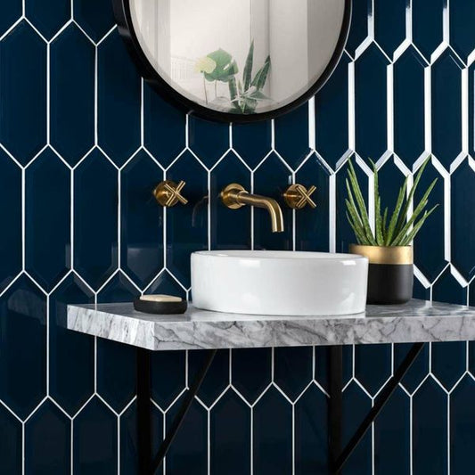 pickett bevelled navy blue tiles 300x100mm, Ceramic Tiles, Metro  Tiles, Wall Tiles, Blue Tiles, 1