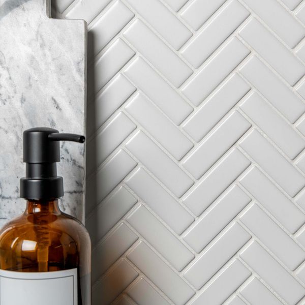 Pixel White Herringbone Matt 316x277 (Price Per sheet) Tiles