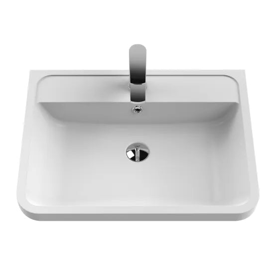 Lunar Satin Blue 800mm Floor Standing 2 Drawer Vanity & Polymarble Basin