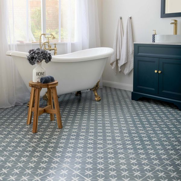 Poole Azul Matt Patterned Tiles 450x450mm