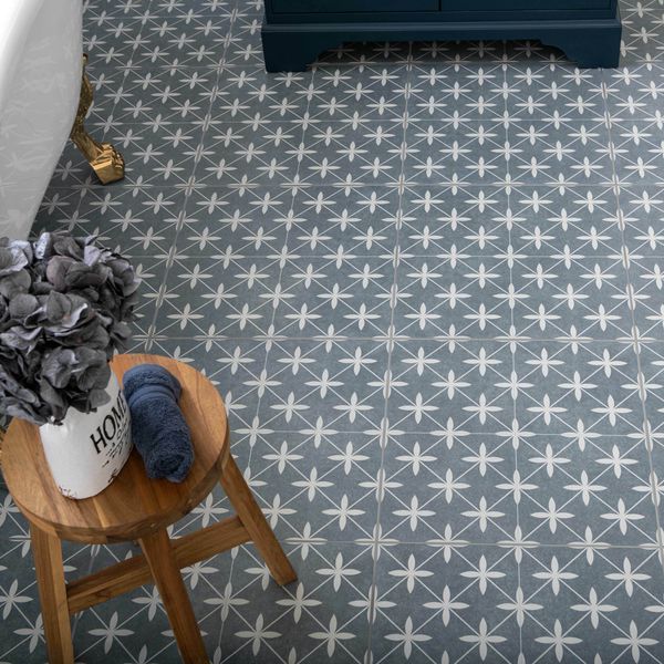 Poole Azul Matt Patterned Tiles 450x450mm